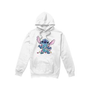 Lilo & Stitch Mens Christmas Lights Sketch Hoodie / White